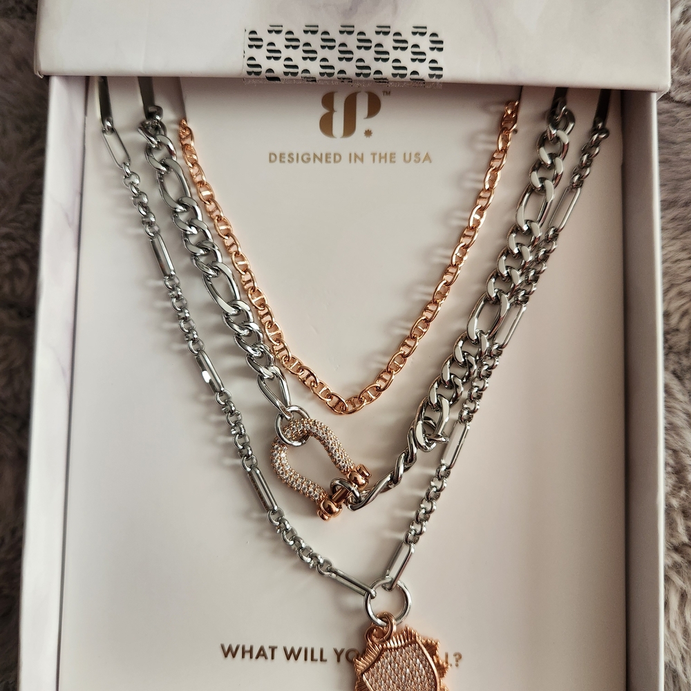 Elegant Silver and Gold Layered Necklace